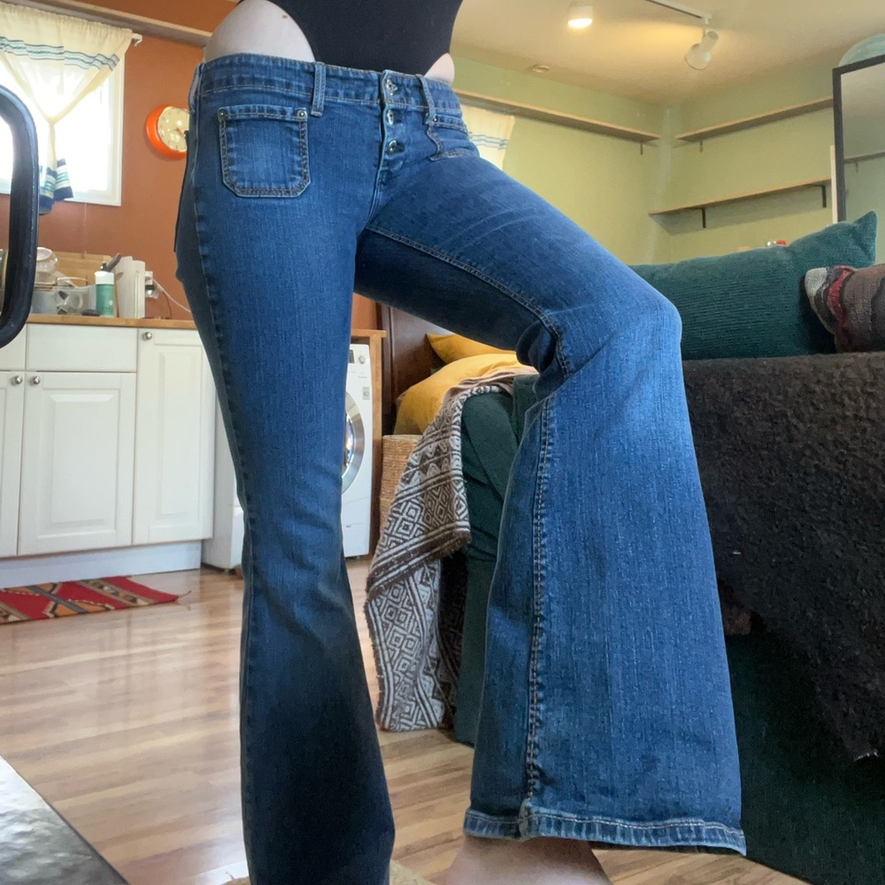 Vintage Silver Jeans Size 27 Bell Bottoms Super Wide Leg Flare Low RiseY2k